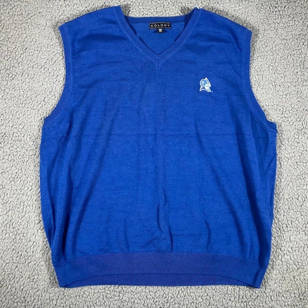 Colony Duke Blue Devils V-Neck Sweater Vest XXL Royal Blue Cotton Tencel Blend